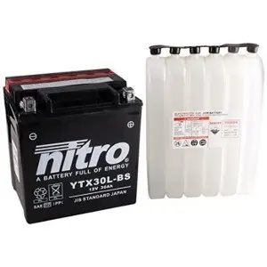 Nitro YTX30L-BS Batteri Vedlikeholdsfr. 12V, 30Ah, 166x126x175, Syreflaske, AGM 