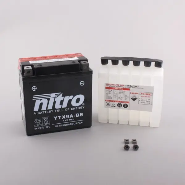 Nitro YTX9A-BS Batteri Vedlikeholdsfritt 12V, 9Ah, 135x75x135, Syrepakke, AGM 