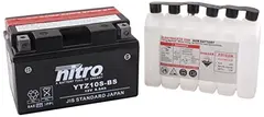 Nitro YTZ10S-BS Batteri Vedlikeholdsfr. 12V, 8.6Ah, 150x87x93, Syrepakke, AGM