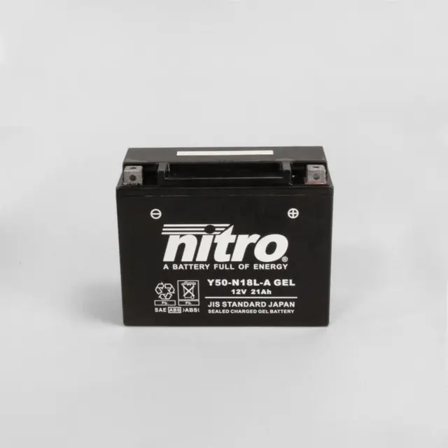 Nitro Y50-N18L-A Batteri Vedlikeholdsfr. 12V, 20Ah, 205x90x162, Forsegl. AGM GEL 