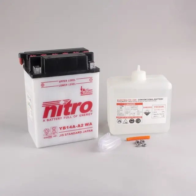 Nitro YB14A-A2 Batteri 12V, 14Ah, 136x91x178, Syreflaske 
