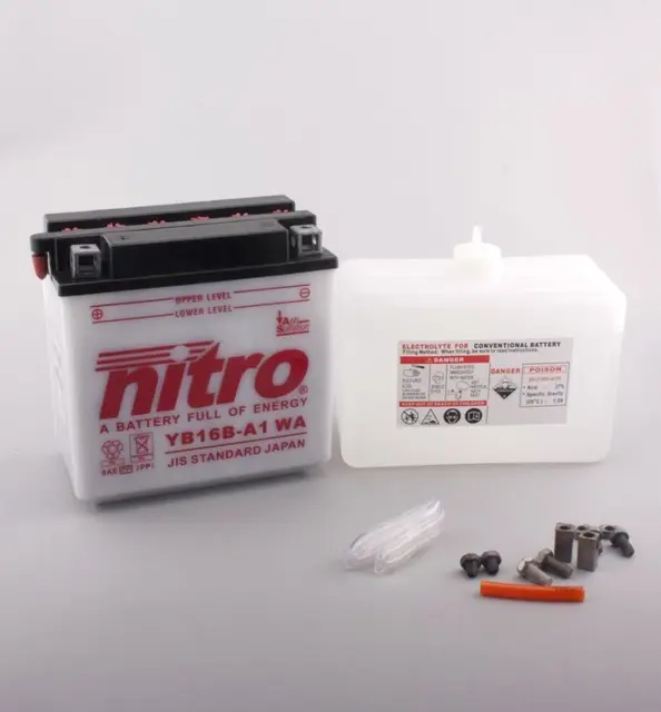Nitro YB16B-A1 Batteri 12V, 16Ah, 161x91x162, Syreflaske 