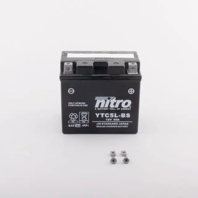 Nitro YTC5L-BS Batteri Vedlikeholdsfritt 12V, 5Ah, 114x71x106, AGM GEL 