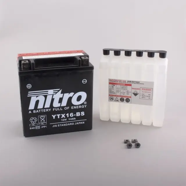 Nitro YTX16-BS Batteri Vedlikeholdsfritt 12V, 14Ah, 150x87x161, Syreflaske, AGM 