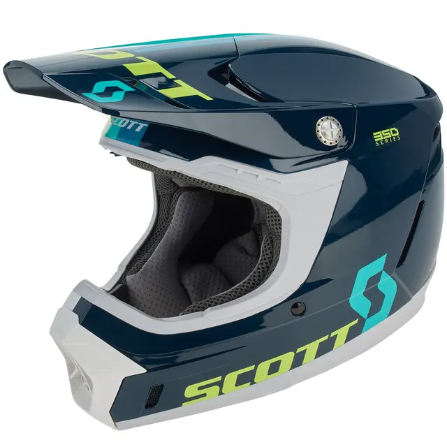 Scott 350 EVO+ Track Hjelm-Blå/Teal, L MIPS, termo shell, conehead 