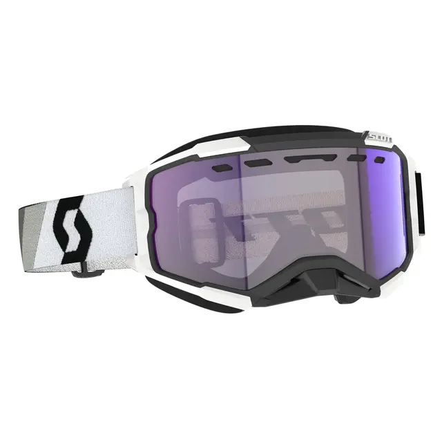 Scott Fury SX LS Brille - Prem.Sort/Hvit Lyssensitiv Blå Chrom Linse 