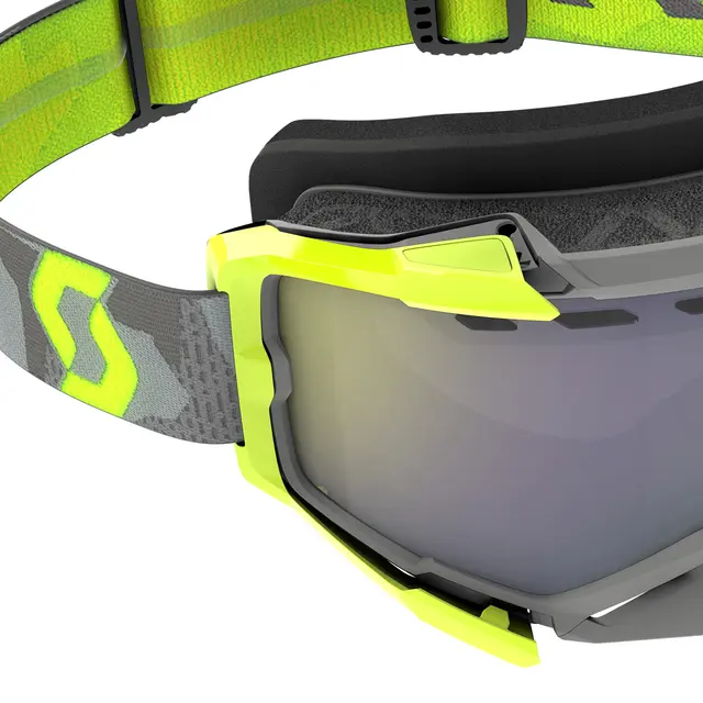 Scott Fury SX Brille - Lys Grå/Neongul Enhancer Gul Chrome Linse 