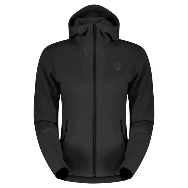 Scott Defined Mid Damehoodie - Sort Stretchy hoodie av børstet fleece 