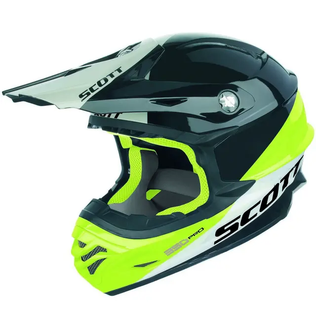 Scott 350 Pro Trophy Hjelm-Sort/Gul Thermo Shell, Conehead, God ventilasjon 
