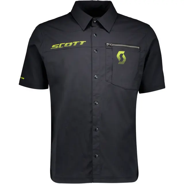 Scott Shirt Factory Team - Sort/Gul L Kortermet skjorte med trykk knapper 