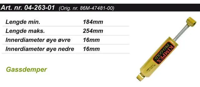 Støtdemper Yamaha Senter Kimpex Gold 86M4748100, 84M4748100 