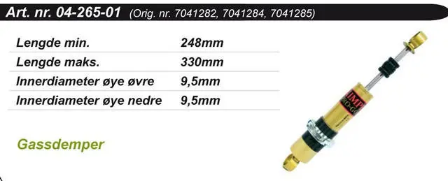 Støtdemper Polaris Fremre Kimpex Gold 7041282, 7041285 