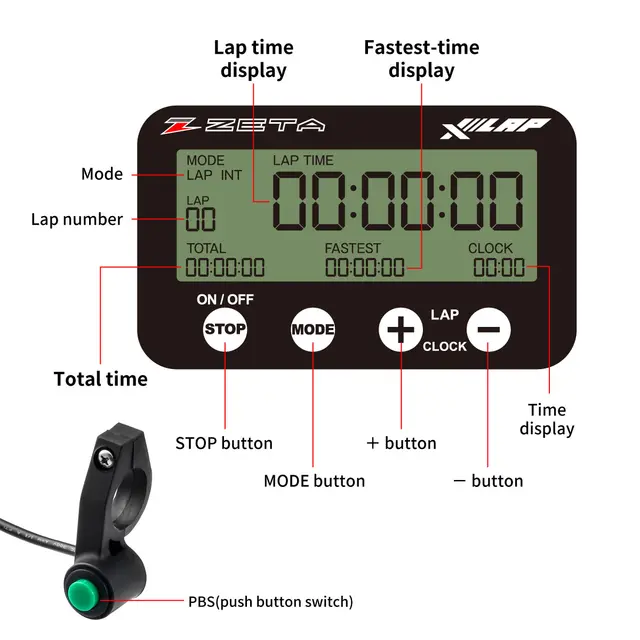 ZETA X-Lap SX Timeteller - ø28.6mm Robust rundeteller med stoppeklokke 
