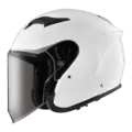 Zeus 630 Hjelm - Blank Hvit MC halvhjelm, m/solvisir!